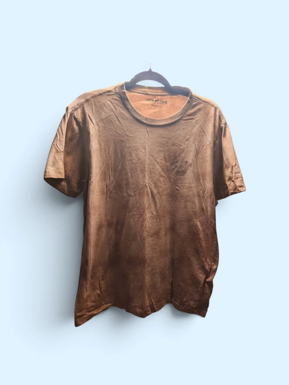 True Religion Men's Rust Brown Long Sleeve Logo Tee